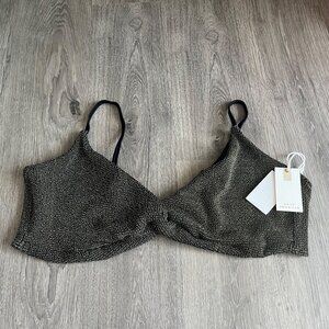 Good American Always Fits Sculpt Twist Bra Black Gold Swim Bikini Top 5XL New